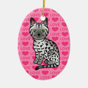 Ornamento De Cerâmica Ilustração de Gato de Mau Egípcio de Prata
