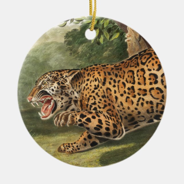 Ornamento De Cerâmica Ilustração de Jaguar (Felis onca) (Frente)