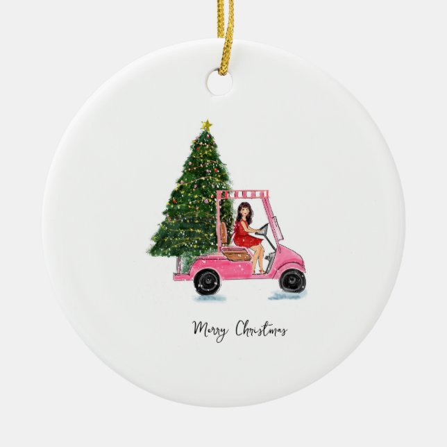 Ornamento De Cerâmica Ilustração de Natal (Frente)