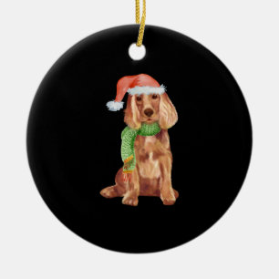 Ornamento De Cerâmica Ilustração de natal de Cocker spaniel