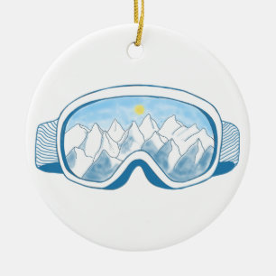 Ornamento De Cerâmica Ilustração de Óculos de Esqui de Montanha