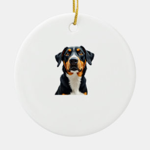 Ornamento De Cerâmica Ilustração de retrato de cachorro colorido vintage