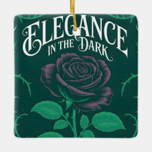 Ornamento De Cerâmica Ilustração de Rosa Gótica "Elegância no Escuro"