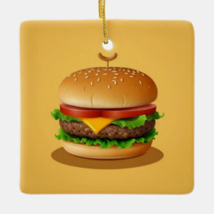 Ornamento De Cerâmica Ilustração de um Delicioso Cheeseburger