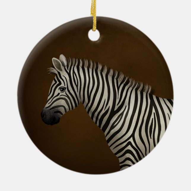 Ornamento De Cerâmica Ilustração de Zebra Vida Selvagem Exótica (Traseira)