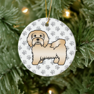 Ornamento De Cerâmica Ilustração do Cão de Cartoon Cute Fawn Havanese