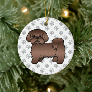 Ornamento De Cerâmica Ilustração do Cão de Cartoon Gelado de Fígado 