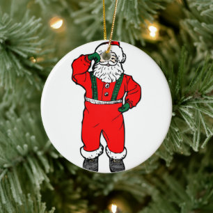 Ornamento De Cerâmica Ilustração do Cartoon Santa Claus