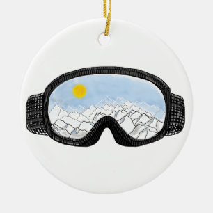 Ornamento De Cerâmica Ilustração do Modo Montanha Ski Goggles