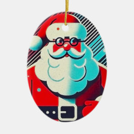Ornamento De Cerâmica Ilustração do Papai Noel Encantador
