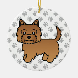 Ornamento De Cerâmica Ilustração e patas do Cachorro Vermelho Terrier