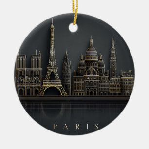 Ornamento De Cerâmica Ilustração Elegante da Cidade de Paris com Céu Dou