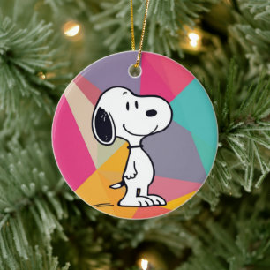 Ornamento De Cerâmica Ilustração Geométrica de Beagle em Arte Pop