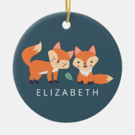 Ornamento De Cerâmica Ilustração Gráfica De Raposas Laranja Cuta