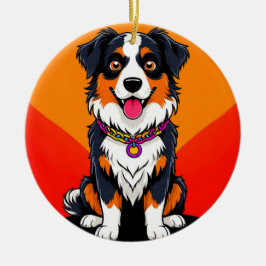 Ornamento De Cerâmica Ilustração Joyful Cartoon Dog