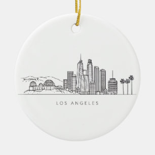 Ornamento De Cerâmica Ilustração Minimalista do Horizonte de Los Angeles