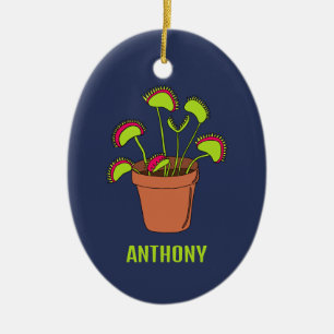Ornamento De Cerâmica Ilustração Personalizada da Planta de Vênus Fly