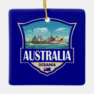 Ornamento De Cerâmica Ilustração Retro Badge Austrália