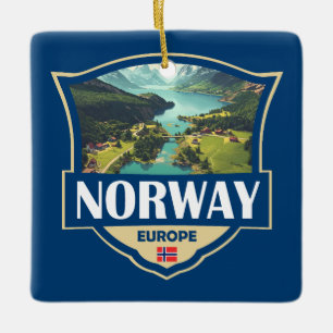 Ornamento De Cerâmica Ilustração Retro Insígnia Noruega