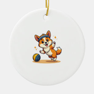 Ornamento De Cerâmica Ilustração Vetorial de Cachorro Corgi Vintage Joga