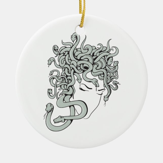 Ornamento De Cerâmica ilustração vetorial medusa cobra (Frente)
