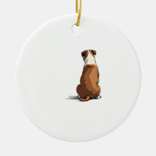 Ornamento De Cerâmica Ilustração Vista Traseira do Bulldog Vintage Amant