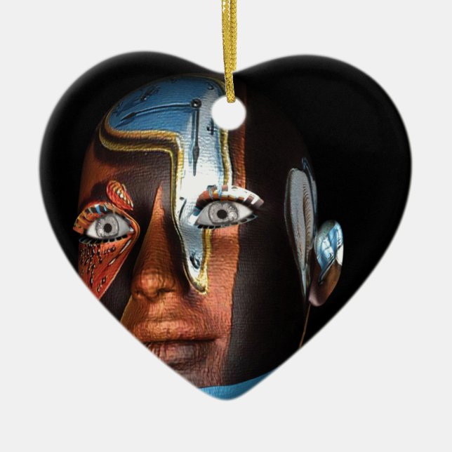 Ornamento De Cerâmica Ilustrações de Dali 3d na mercadoria (Frente)