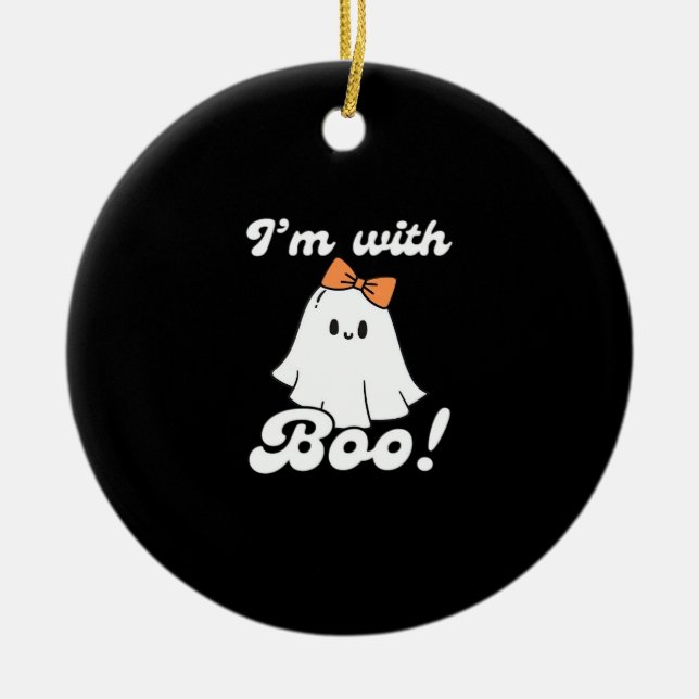 Ornamento De Cerâmica Im With Boo Funny Retro Style (Frente)