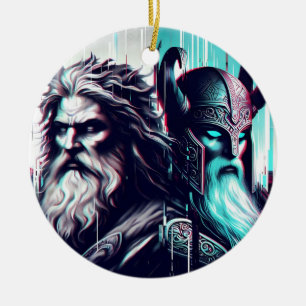 Ornamento De Cerâmica  image of the gods zeus and odin togethe