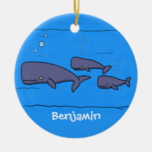 Ornamento De Cerâmica Imagem de baleias de desenho animado em migração