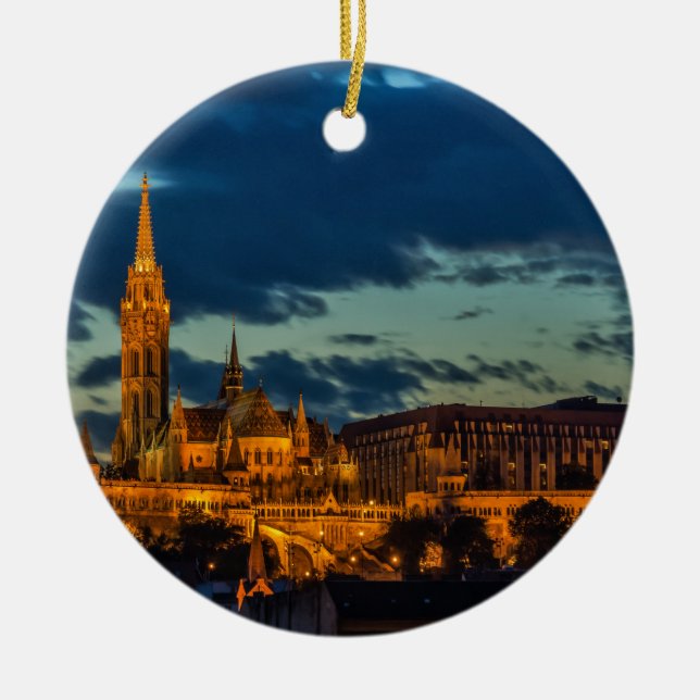 Ornamento De Cerâmica Imagem de Budapest (Frente)