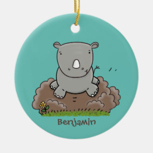 Ornamento De Cerâmica Imagem de desenho animado do bebê rhino