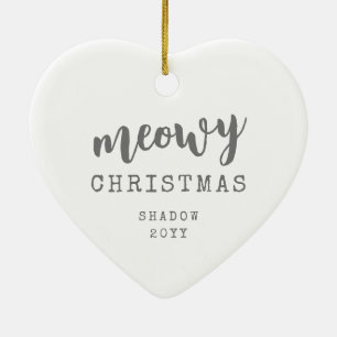 Ornamento De Cerâmica Imagem de Gato Forma Cardíaca Rústica de Natal