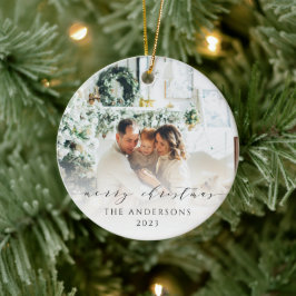 Ornamento De Cerâmica Imagem de Natal Merry Script Minimalista Elegante