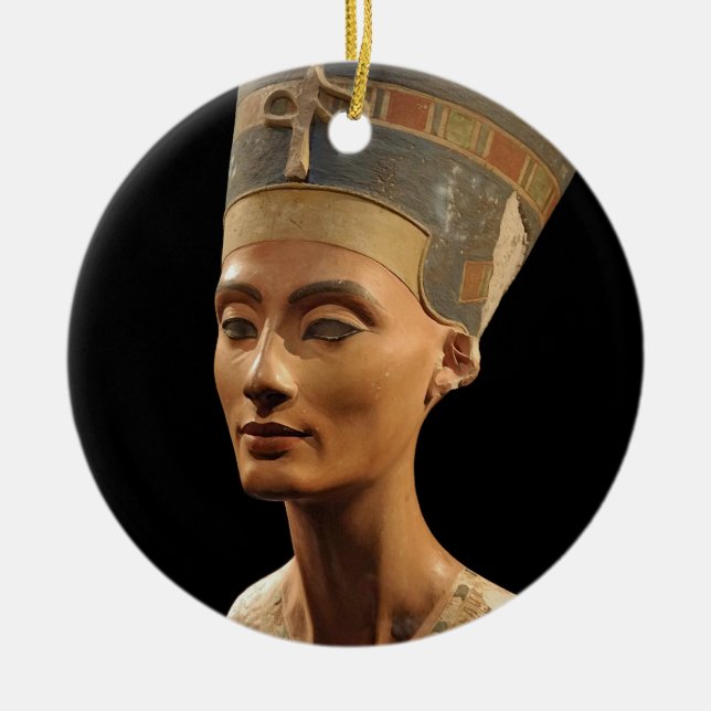 Ornamento De Cerâmica Imagem do busto de Nefertiti no museu de Neues (Frente)