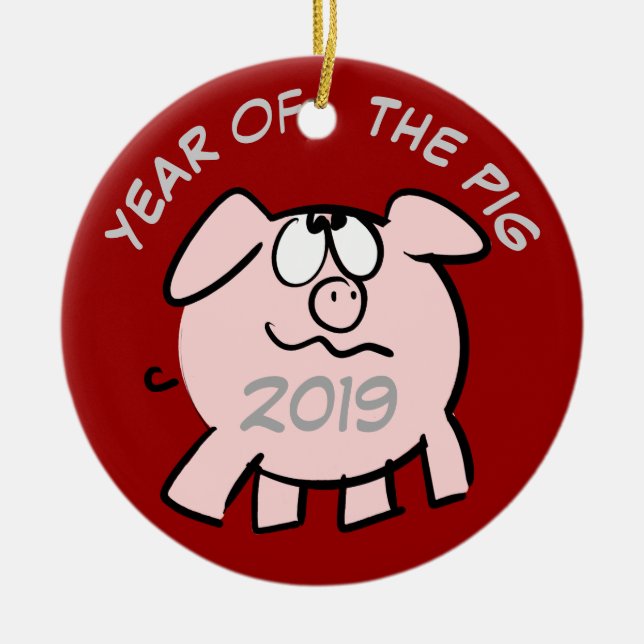 Ornamento De Cerâmica Imagem do Cartoon Funny 2 Ano 2019 Redonda (Frente)