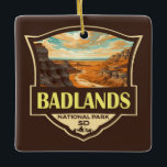 Ornamento De Cerâmica Imagem do Parque Nacional de Badlands<br><div class="desc">Vetor trabalho de arte de Badlands. As paisagens dramáticas do parque abrangem formações rochosas em camadas,  canyões íngremes e torres. Bison,  ovelhas-de-guerra e cães-pradarias habitam os seus prados em expansão.</div>