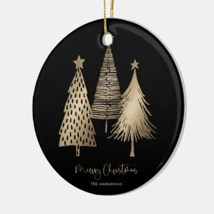 Ornamento De Cerâmica Imagem Dourada da árvore de Natal Elegante