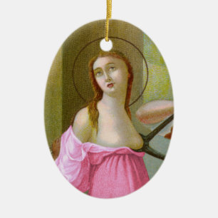 Ornamento De Cerâmica Imagem Dupla Rosa St. Ágata (M 003)