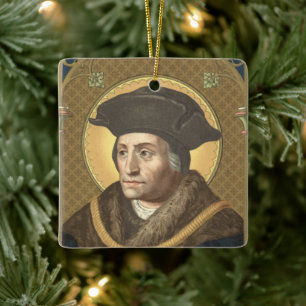 Ornamento De Cerâmica Imagem Dupla St. Thomas More (SAU 026) Quadrado