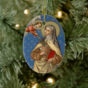 Ornamento De Cerâmica Imagem Dupla Sta. Teresa de Ávila (SAU 28) Oval