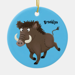 Ornamento De Cerâmica Imagem engraçada de desenho animado de javalis