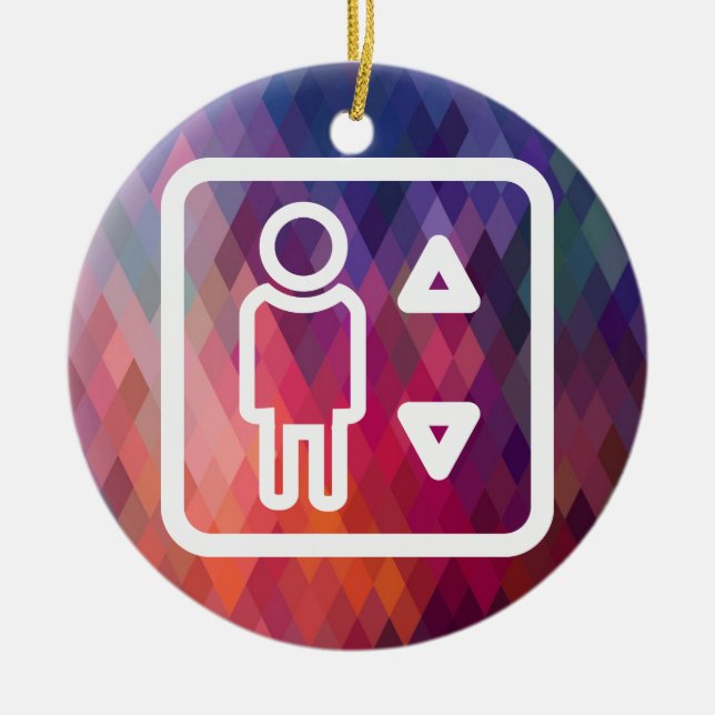 Ornamento De Cerâmica Imagem gráfica dos técnicos do elevador (Frente)