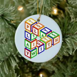 Ornamento De Cerâmica Impossível construção de um triângulo em azul