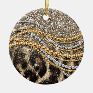 Ornamento De Cerâmica Impressão animal do leopardo feminino na moda
