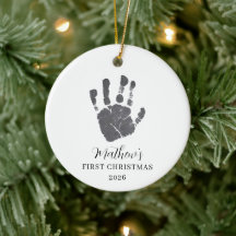 Impressão da Mão do Bebê Primeiro Natal