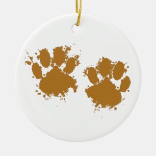 Ornamento De Cerâmica Impressão da Pata de Cachorro do Cartoon