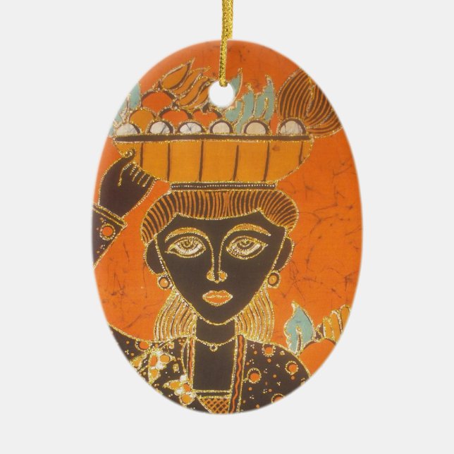 Ornamento De Cerâmica Impressão de Arranjo de Carregando Africano (Frente)