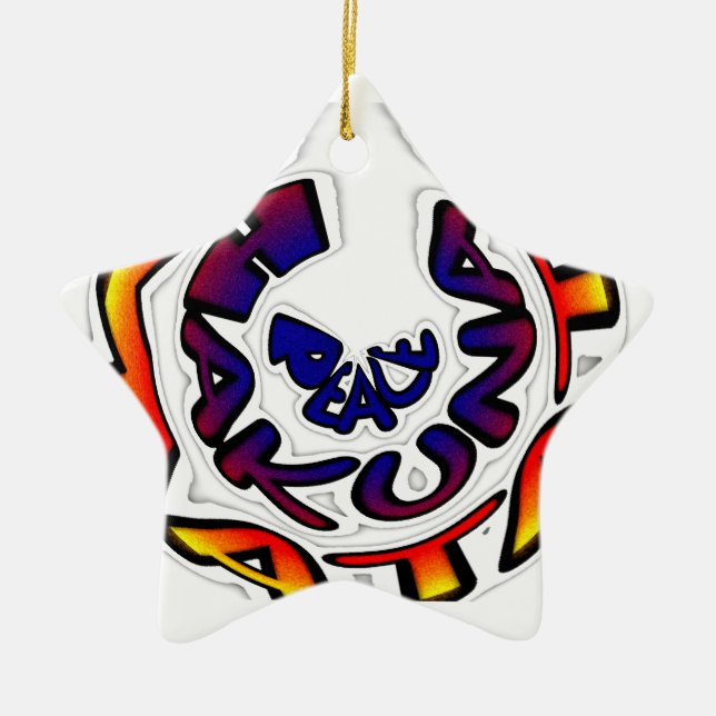 Ornamento De Cerâmica impressão de Arte Circular "Peace Hakuna Matata" (Frente)