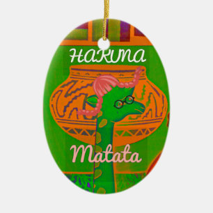 Ornamento De Cerâmica Impressão de Arte da Girafa Hakuna